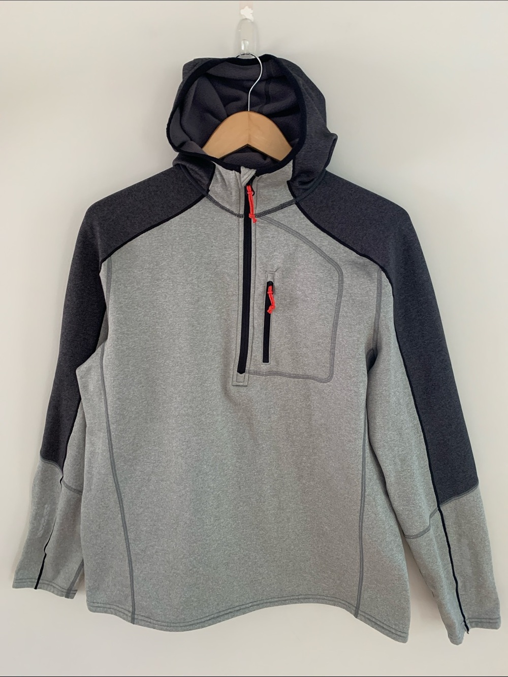 L.L. Bean Men’s Mountain Hoodie Half Zip Pullover Top Grey Large Gorpcore Hiking